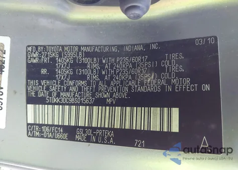 2011 Toyota Sienna Le V6 из США, поврежденный, VIN 5TDKK3DC9BS015637